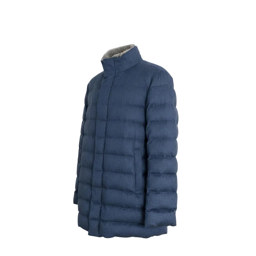 Herno Silk-Cashmere Beaver Fur Down Jacket – Blue, Men's