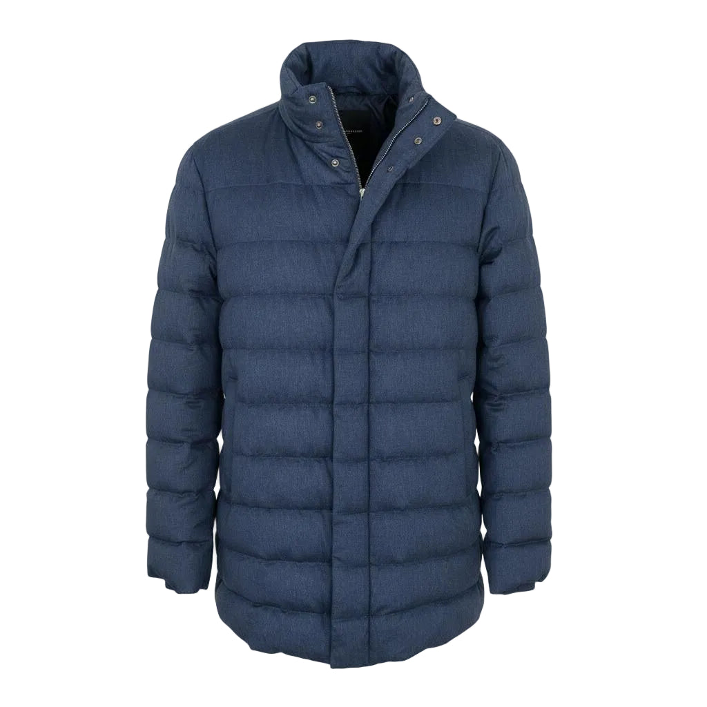 Herno Silk-Cashmere Beaver Fur Down Jacket – Blue, Men's