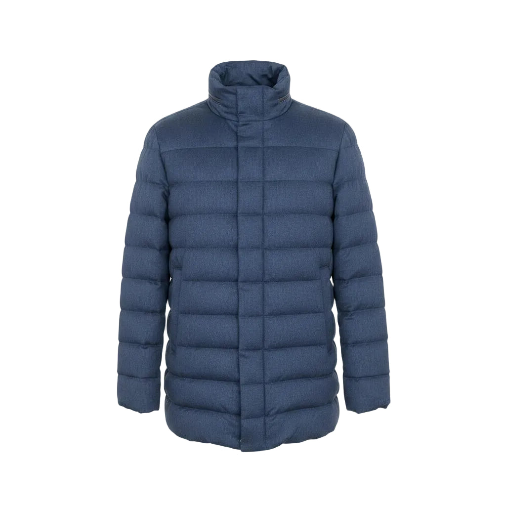 Herno Silk-Cashmere Beaver Fur Down Jacket – Blue, Men's