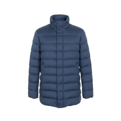 Herno Silk-Cashmere Beaver Fur Down Jacket – Blue, Men's