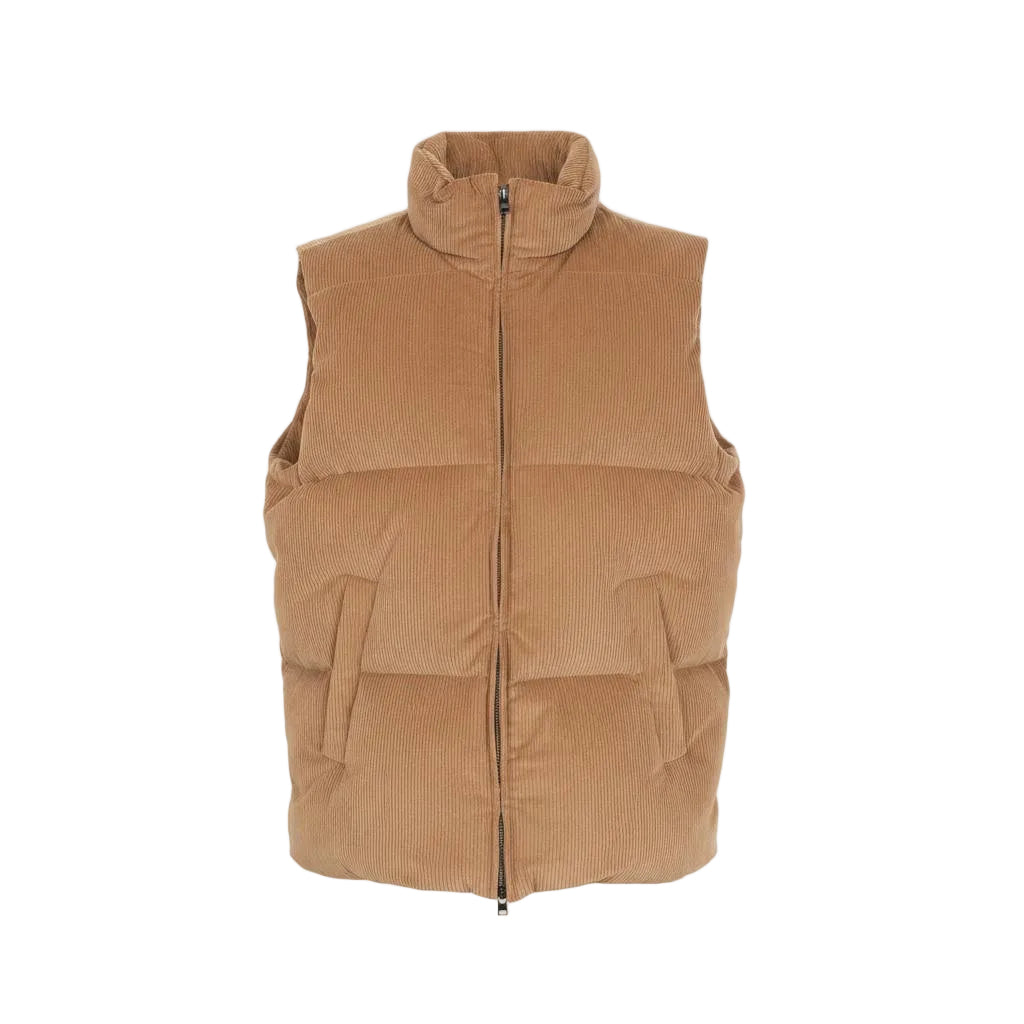 Herno Cotton-Cashmere Down Vest – Caramel, Men's