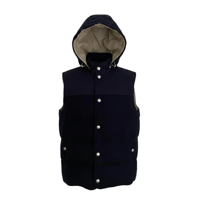 Eleventy Wool-Cashmere Hoodie Vest – Dark Blue, Men's