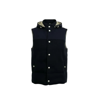 Eleventy Wool-Cashmere Hoodie Vest – Dark Blue, Men's