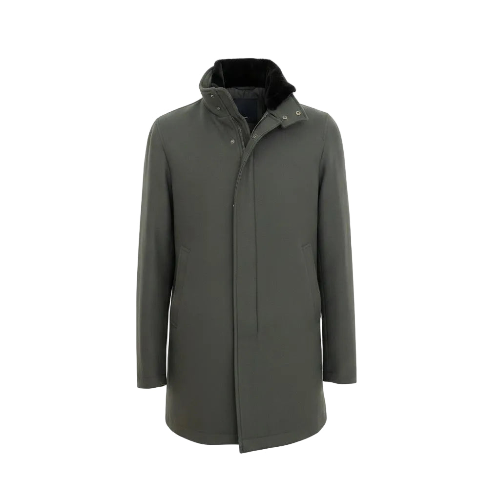 Herno Virgin Wool Coat – Grey/Green, Men's