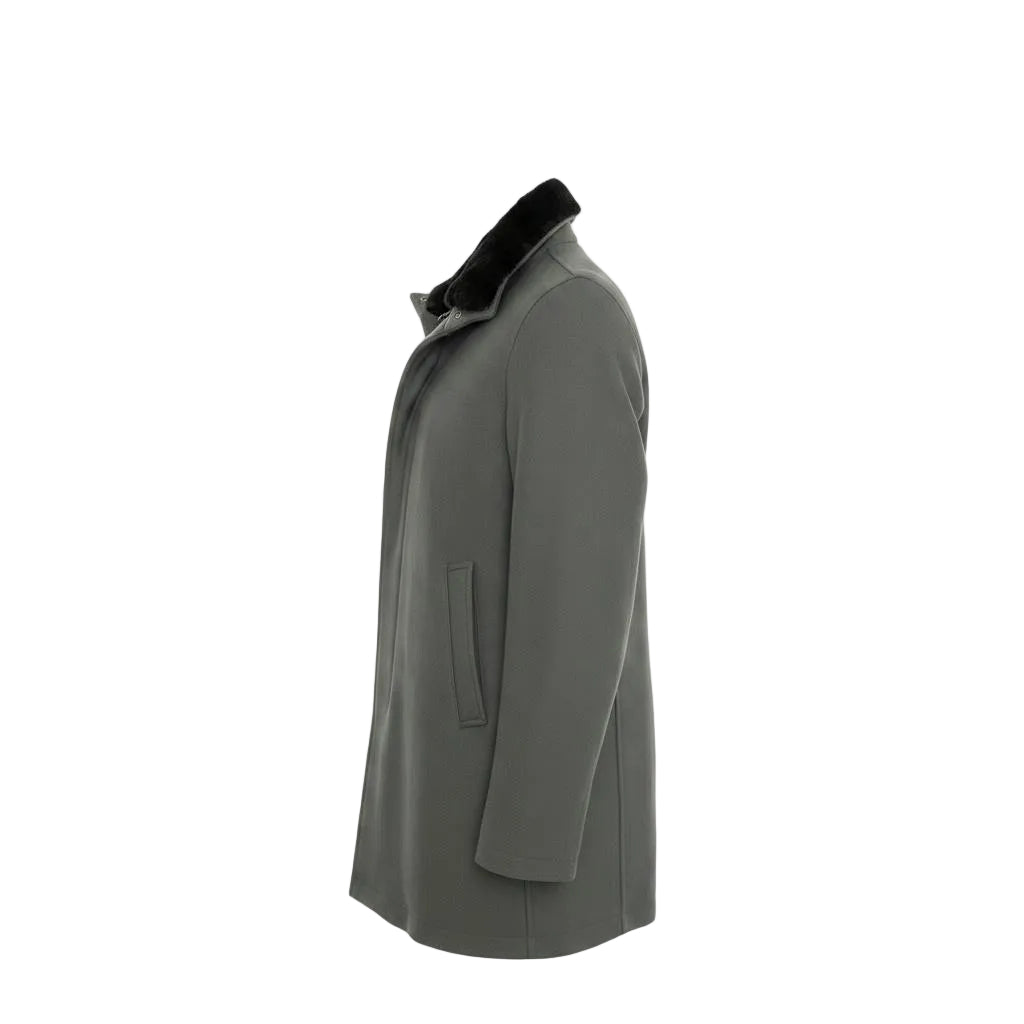 Herno Virgin Wool Coat – Grey/Green, Men's
