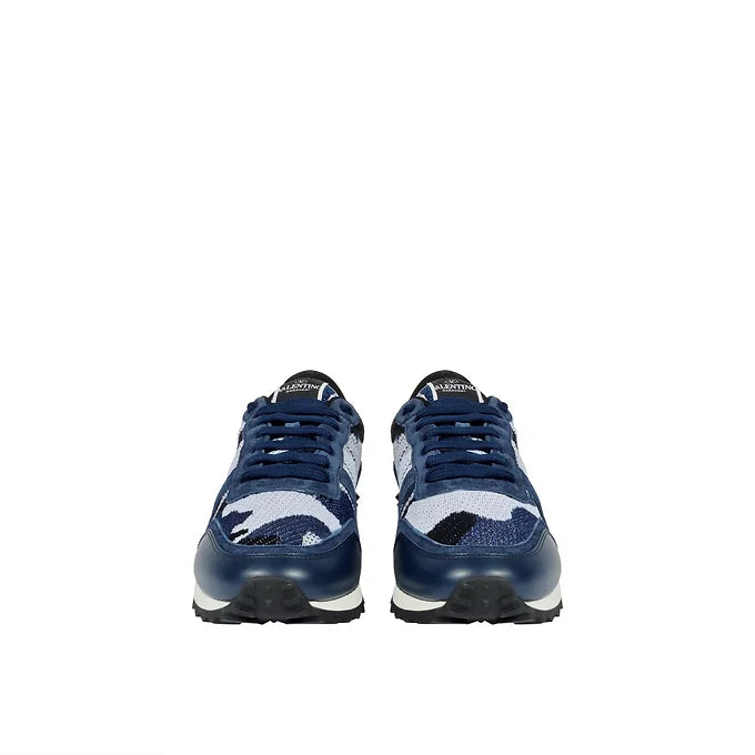 Valentino Blue & Black Leather Low-Top Sneakers – Men's