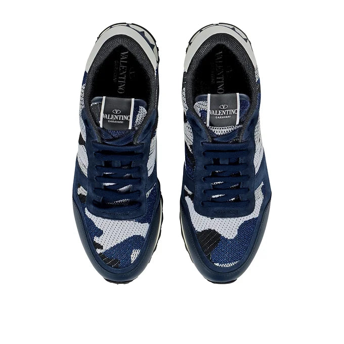 Valentino Blue & Black Leather Low-Top Sneakers – Men's