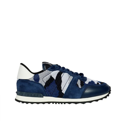 Valentino Blue & Black Leather Low-Top Sneakers – Men's