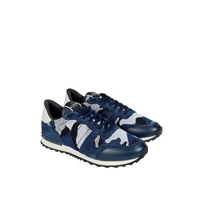 Valentino Blue & Black Leather Low-Top Sneakers – Men's