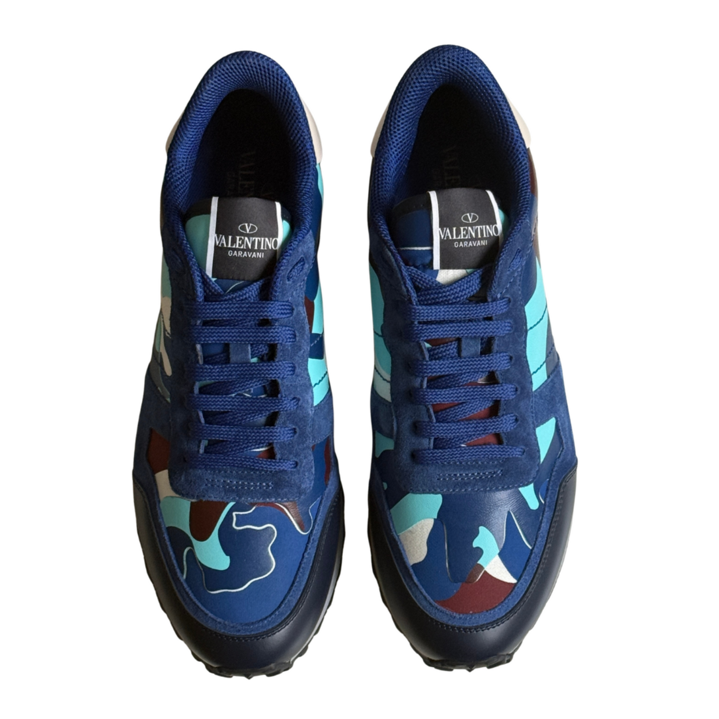 Valentino Blue & Burgundy Leather Low-Top Sneakers – Men's